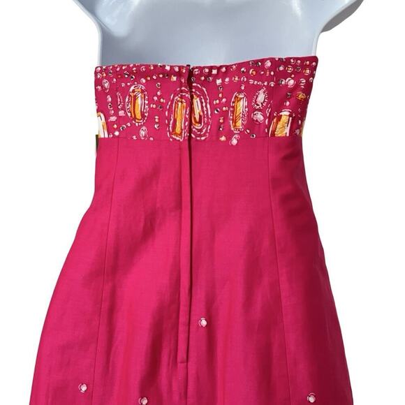 Lilly Pulitzer Fools Jewels Bowen Strapless Mini Dress Size 4 Hot Pink NEW - Picture 4 of 10